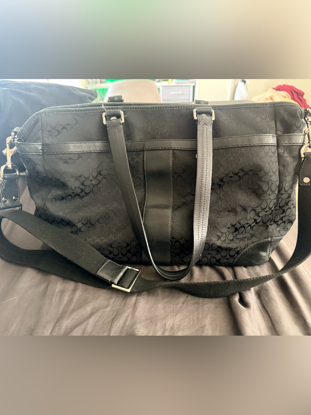Coach Black Signature diaper bag